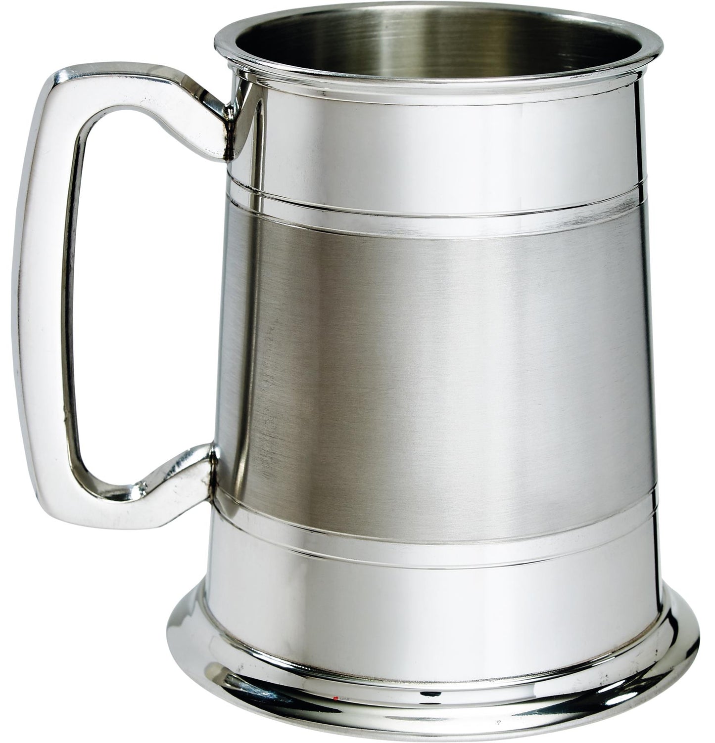 Pewter Tankard 1 Pint Double Lined Satin Band Handle Perfect for Engraving