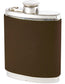 6oz Pewter Flask Dark Brown Bournville Leather Band Fitted Perfect for Engraving