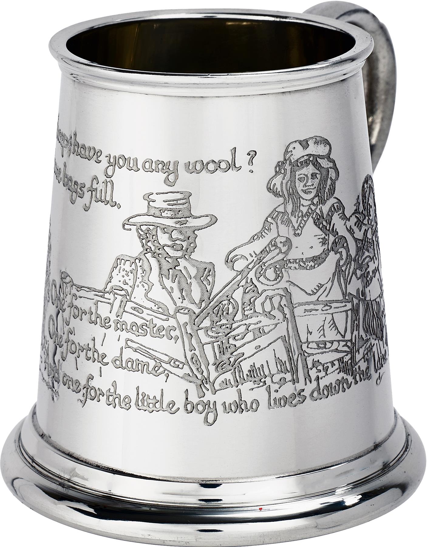 Quarter Pint Mug Baa Black Sheep Christening Gift Pewter Tankard Scroll Handle