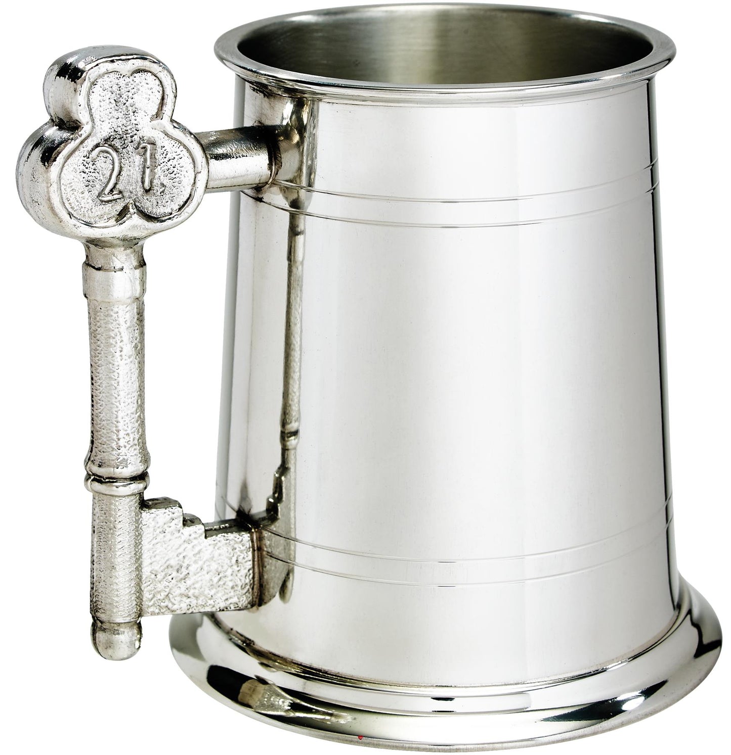 Pewter Tankard 1 Pint Plain Double Lined 21st Key Handle Perfect for Engraving