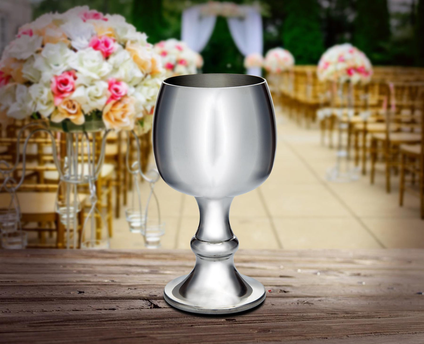 Tulip Shaped Goblet Pewter 300ml Bright Polished Finish Perfect for Engraving