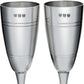 Pair of Celebration Champagne Flutes Wedding Grooved Band in Center Pewter