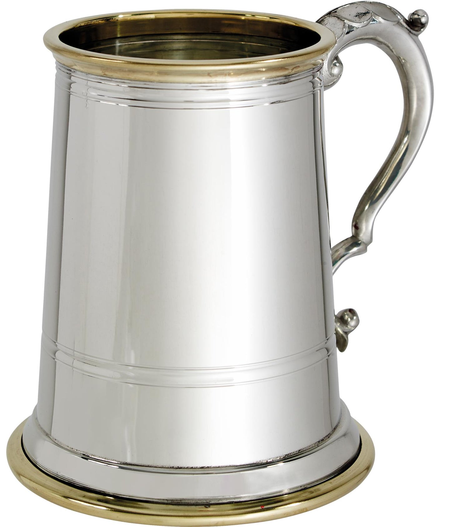 Pewter Glass Bottom Tankard 1 Pint Wortley Brass Detail Perfect for Engraving