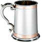 Pewter Tankard 1 Pint Double Copper Banding Scroll Handle Perfect for Engraving