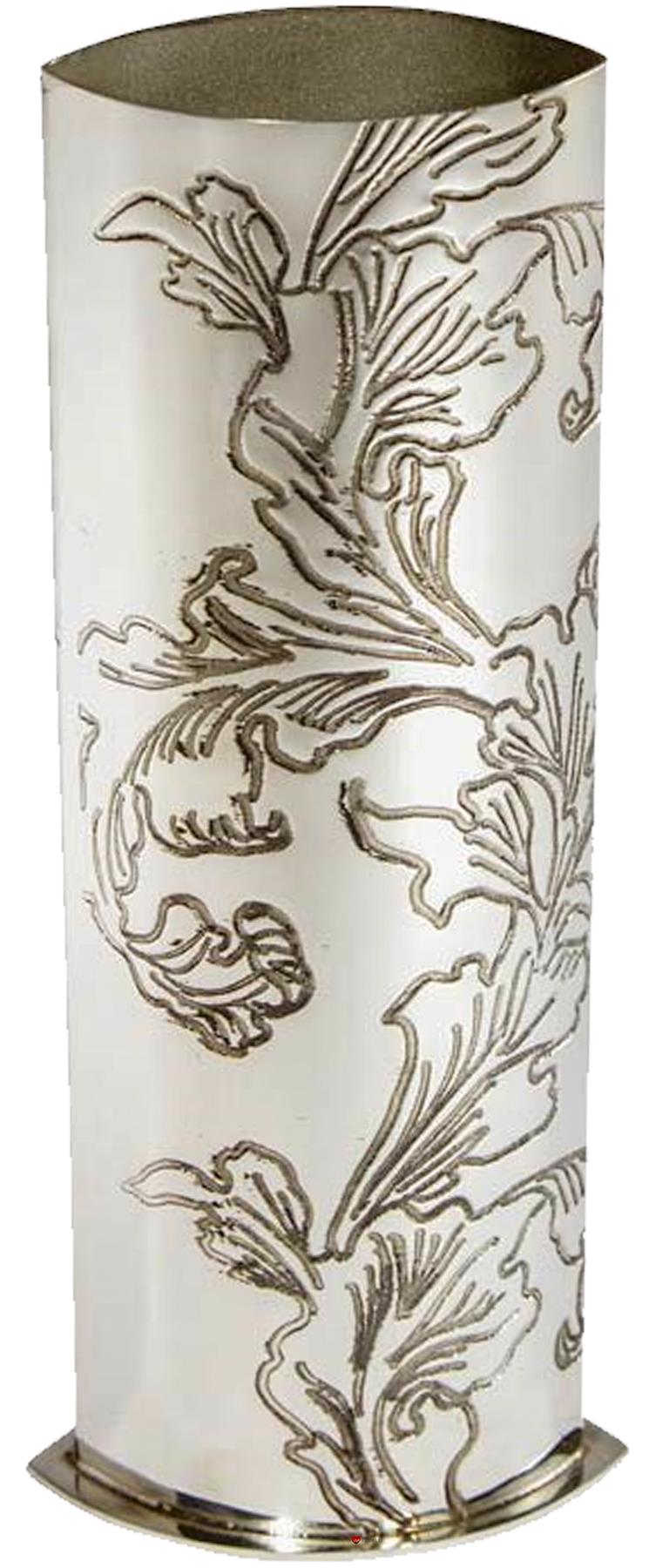 Medium 9 inch Pewter Vase Embossed all over with Acanthus Pattern Bright Finish