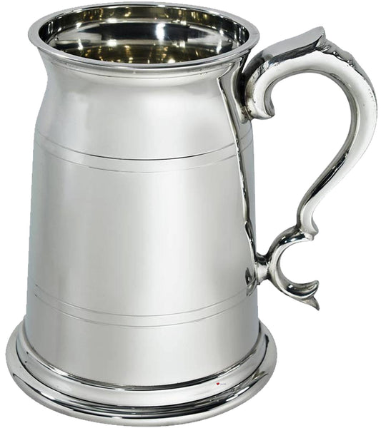 Pewter Quart Beer Tankard 2 Pint Old London Style with Heavy Scroll Handle