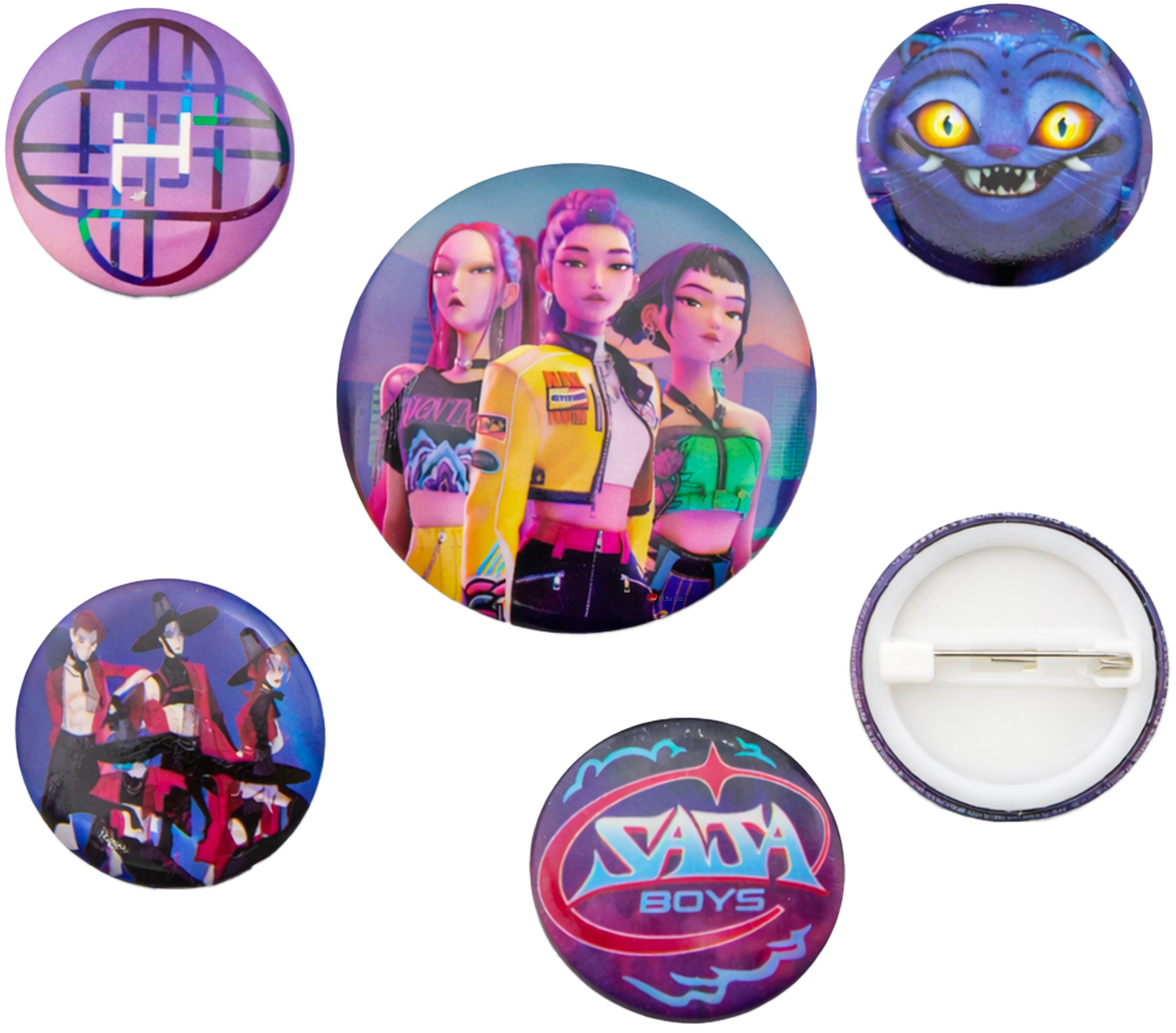 K-Pop Demon Hunters Badge Set – Huntrix Rumi Zoey Mira & Saja Boys Pin Buttons (5 Pack 38mm & 25mm)