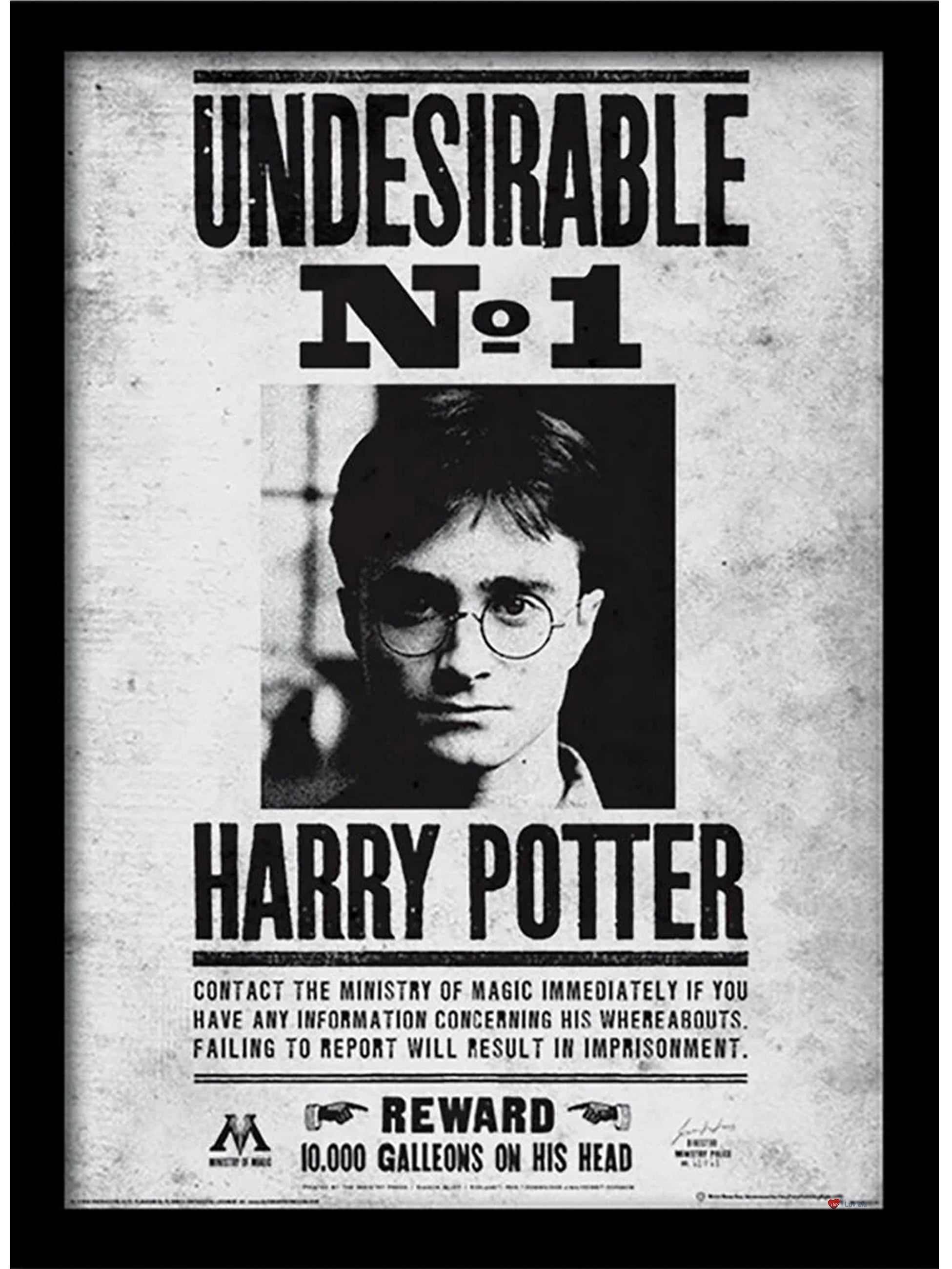 Harry Potter Undesirable No.1 Framed Poster 30x40cm – Ministry of Magic Wanted Wall Art Print Collector Display