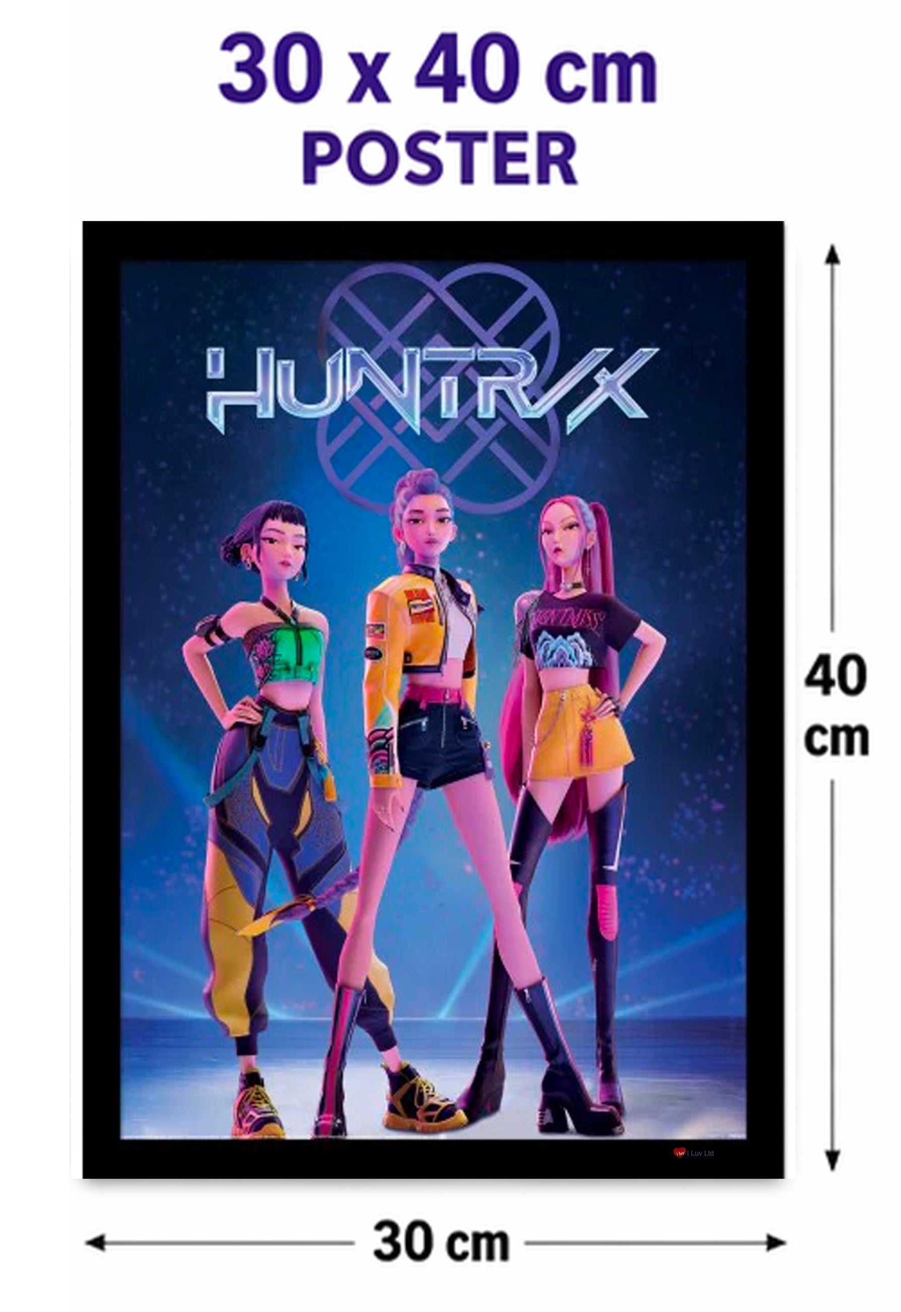 K-Pop Demon Hunters Huntrix Framed Poster 30x40cm – Rumi Zoey Mira Wall Art Display Print
