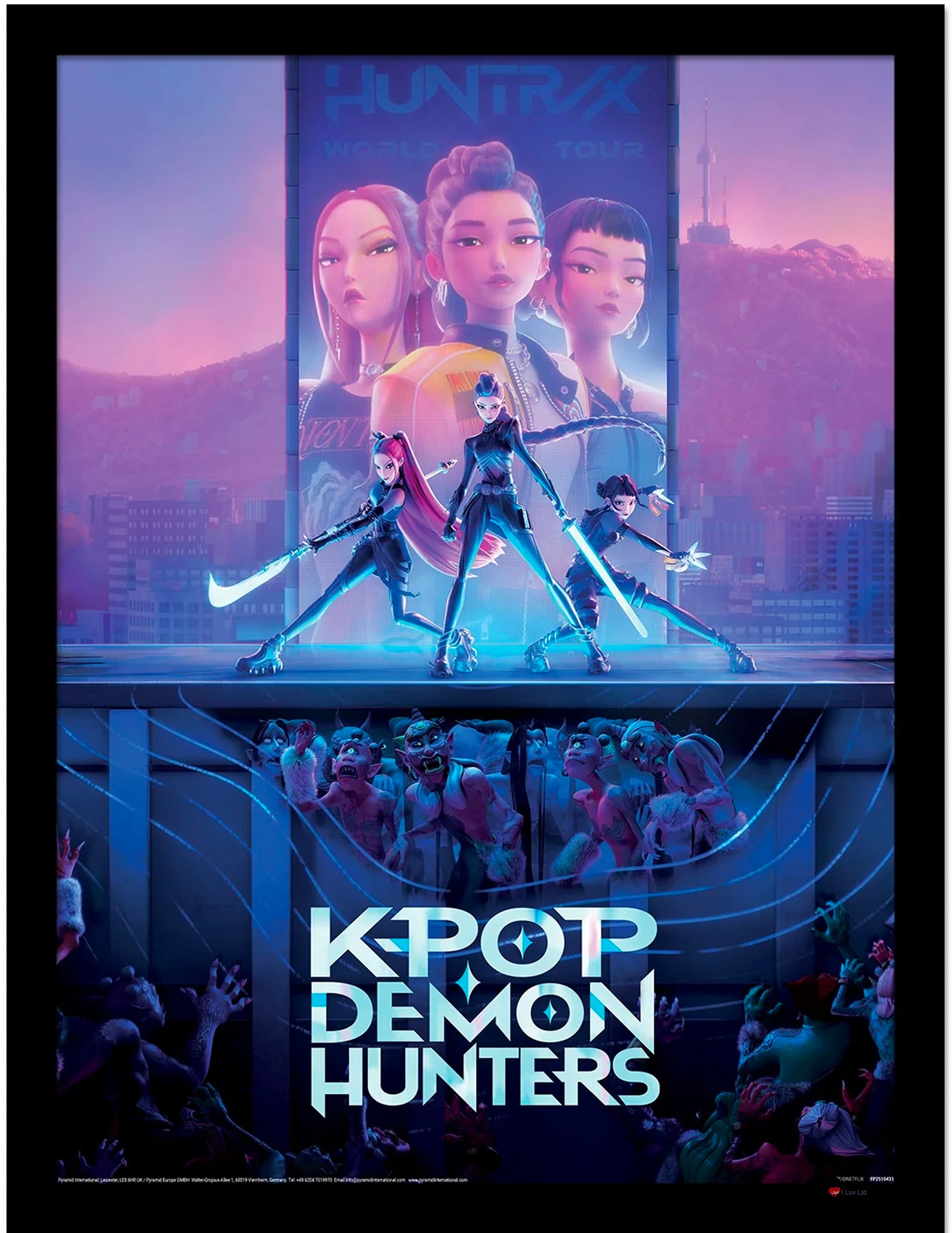 K-Pop Demon Hunters Huntrix Poster 30x40cm – Rumi Zoey Mira Key Art Wall Print Collectible