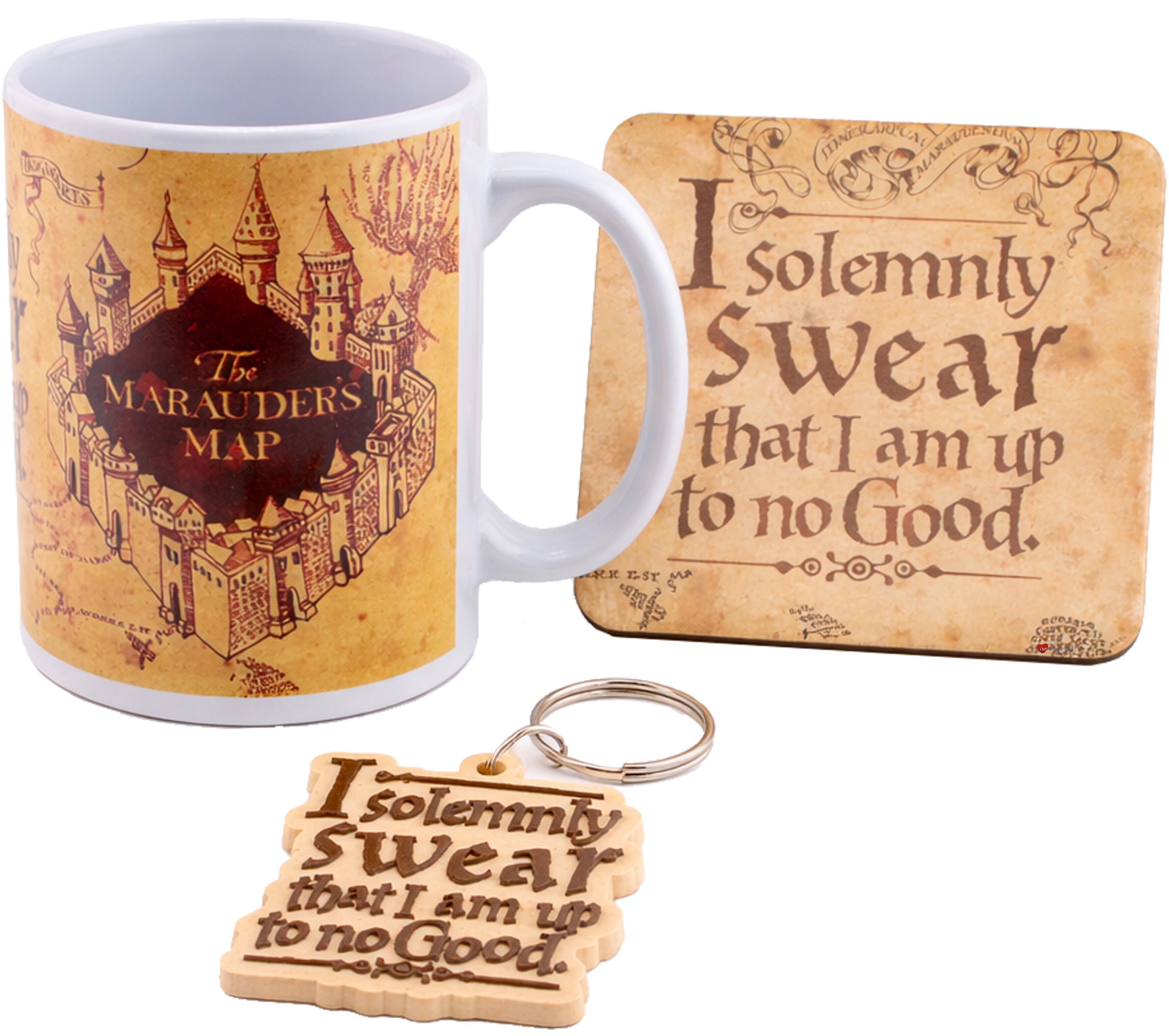 Harry Potter Marauders Map Gift Set – Mug Coaster & Keyring Hogwarts Collectible Gift Box