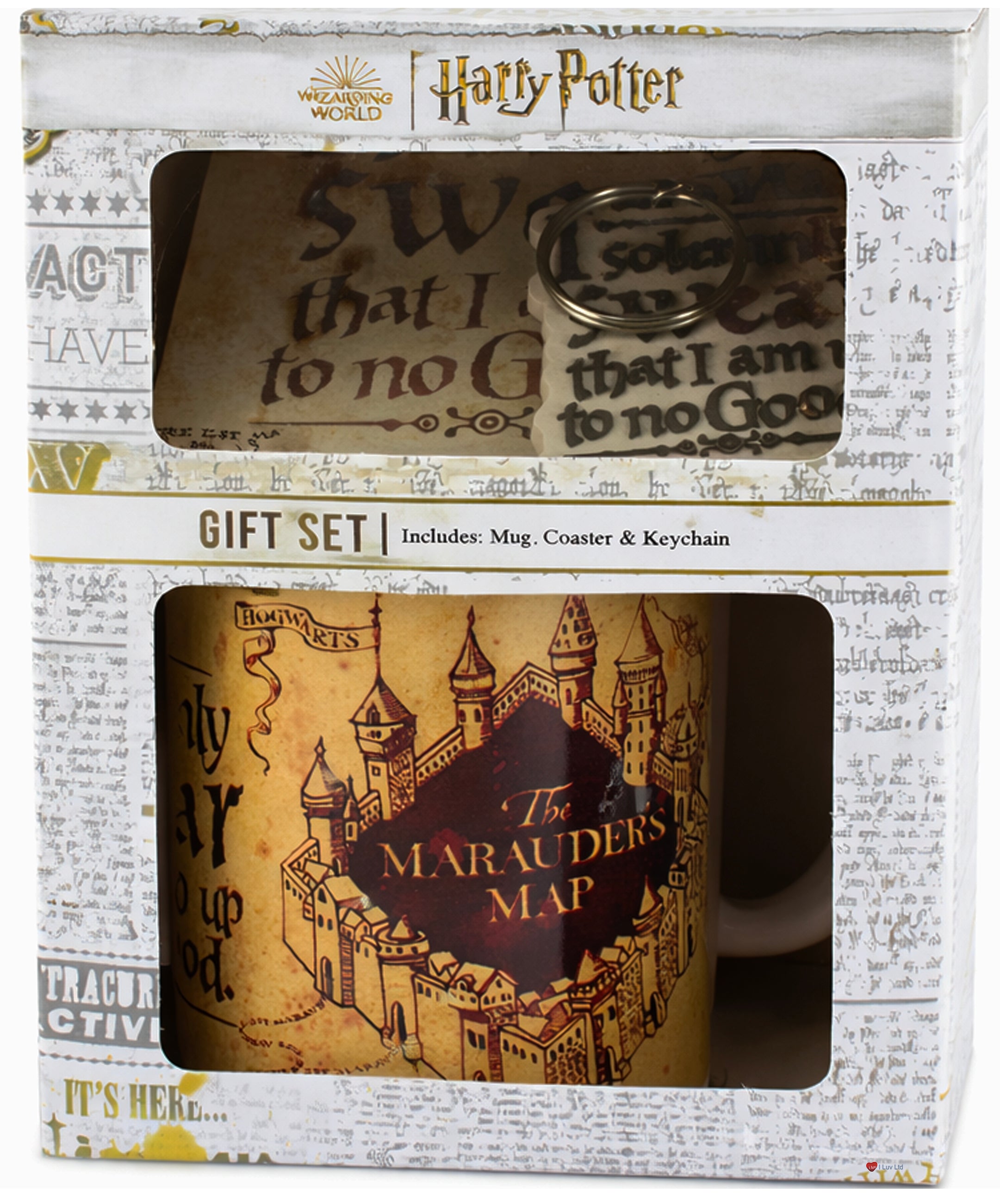 Harry Potter Marauders Map Gift Set – Mug Coaster & Keyring Hogwarts Collectible Gift Box