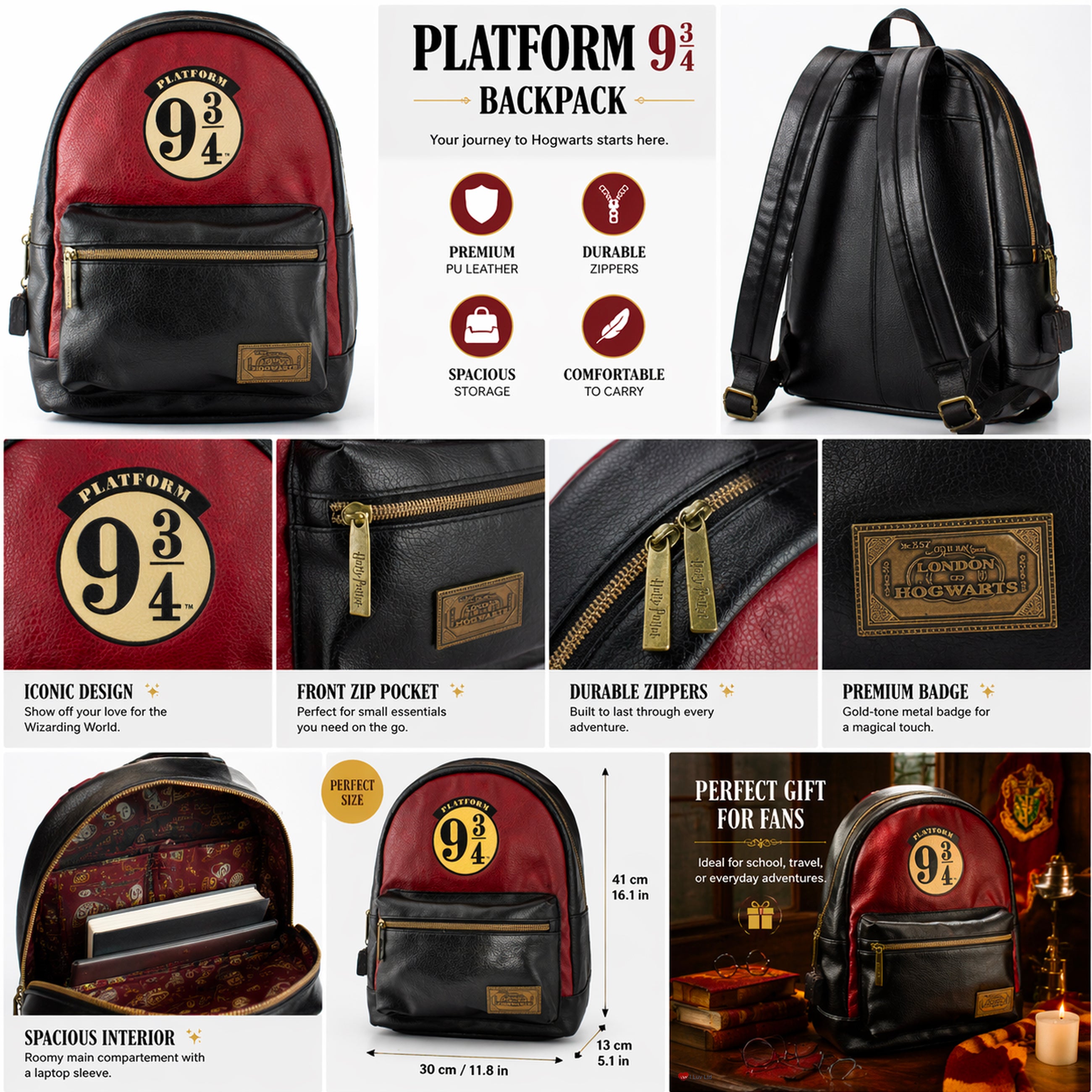 Harry Potter Platform 9 3/4 Backpack – Hogwarts Express School Travel Bag Wizarding World Backpack