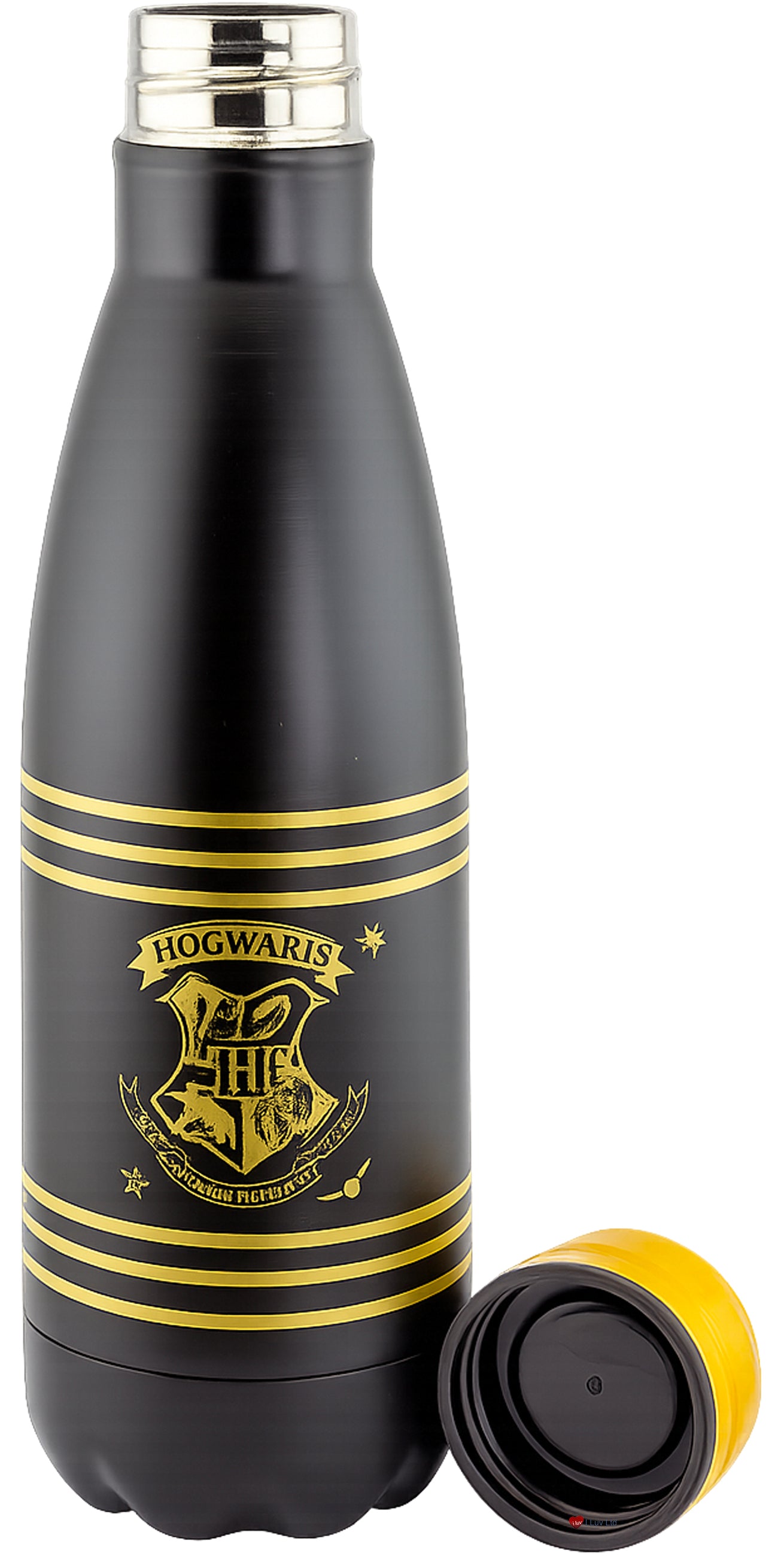Harry Potter Hogwarts Crest Water Bottle – Wizarding World Drinks Bottle Black Gold Design