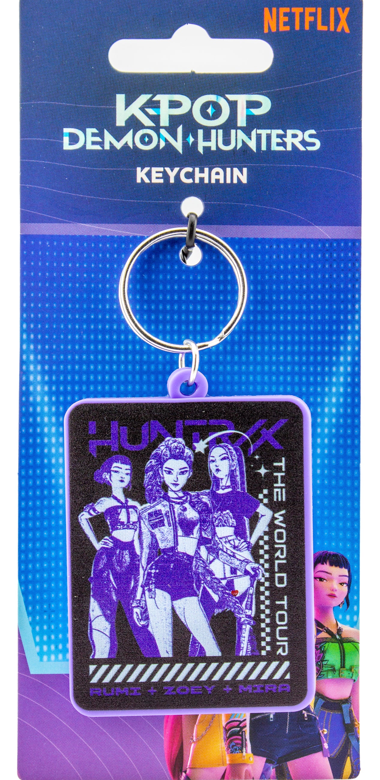 K-Pop Demon Hunters Huntrix Group PVC Keychain – Rumi Zoey Mira World Tour Bag Charm Collectible Keyring