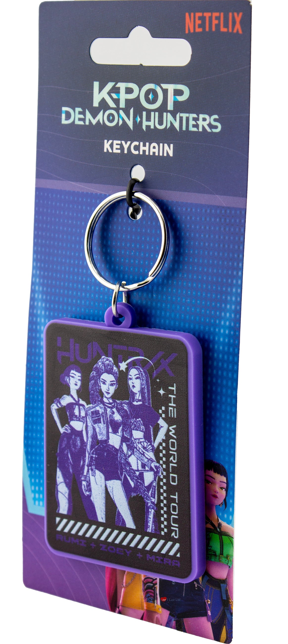 K-Pop Demon Hunters Huntrix Group PVC Keychain – Rumi Zoey Mira World Tour Bag Charm Collectible Keyring