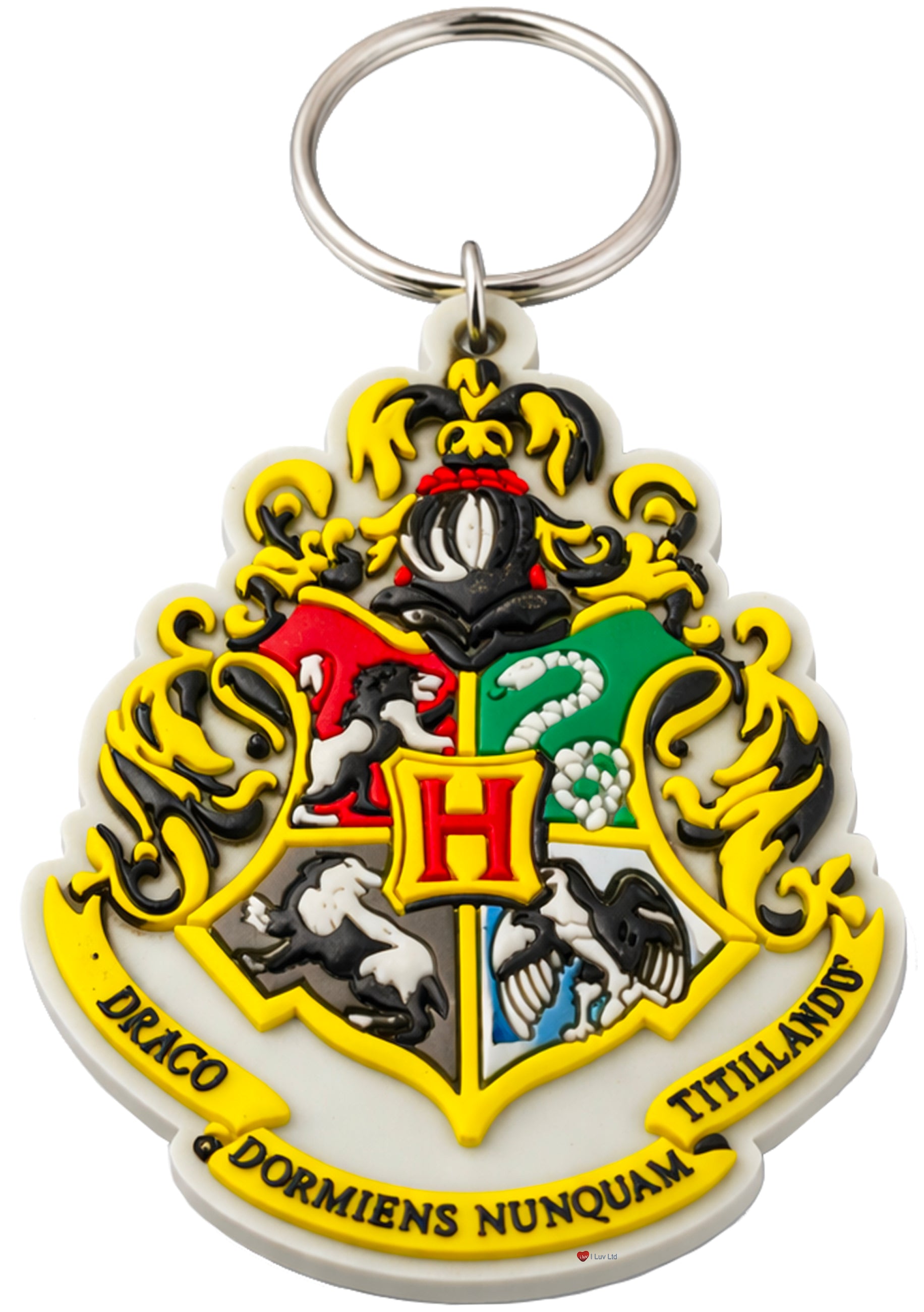 Harry Potter Hogwarts Crest Rubber Keychain – Wizarding World Keyring Collectible Charm
