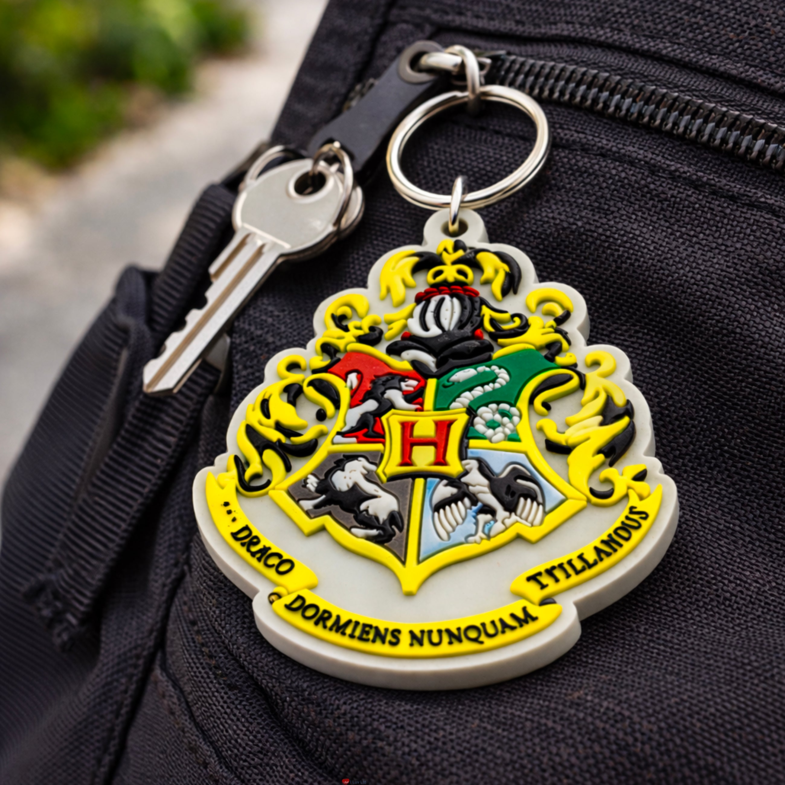 Harry Potter Hogwarts Crest Rubber Keychain – Wizarding World Keyring Collectible Charm