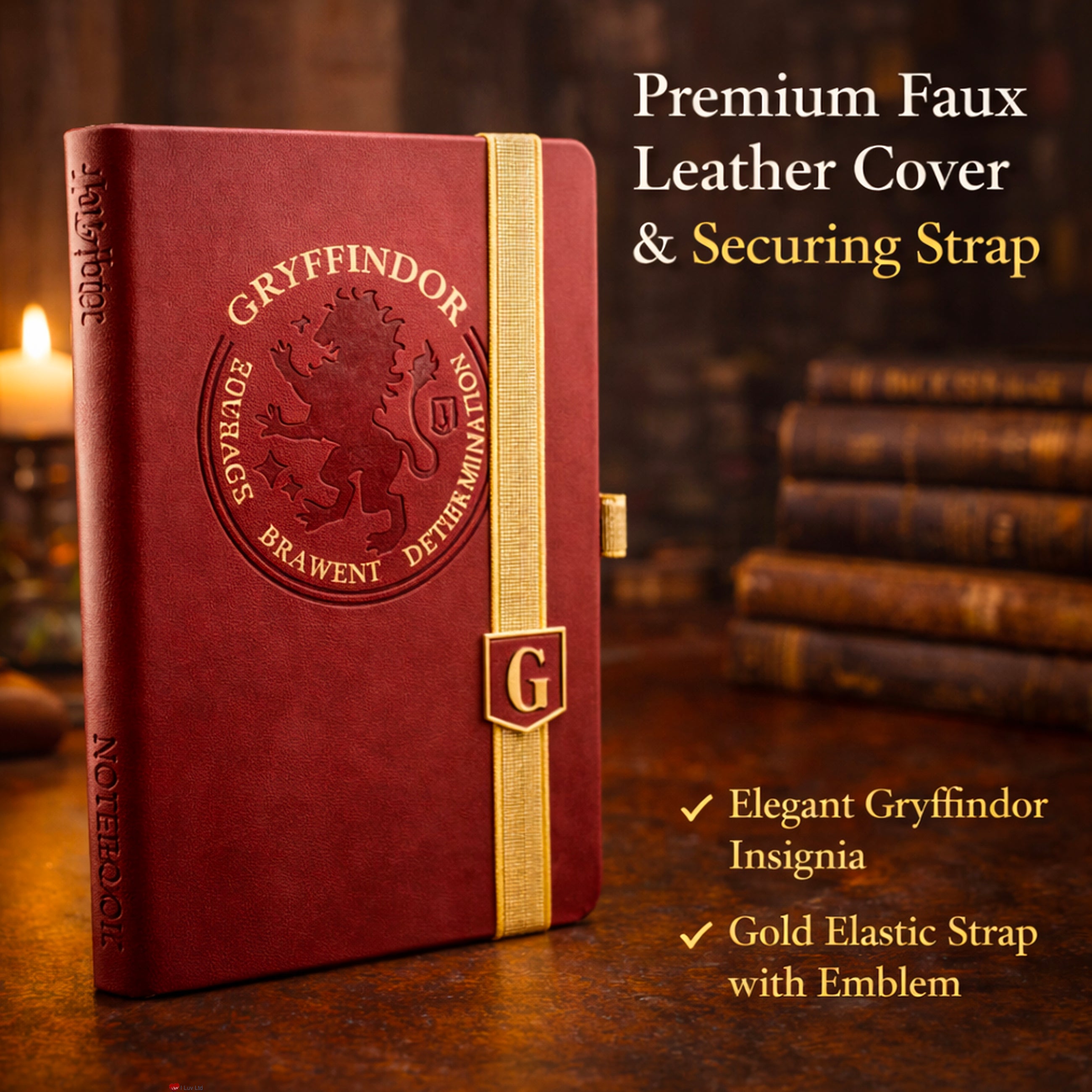 Harry Potter Gryffindor Red Luxe Notebook 192 Pages – Hogwarts House Journal Premium Gryffindor Stationery