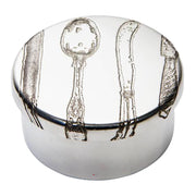 Small Pewter Trinket Box with Peacock Feather Design Perfect for Engraving