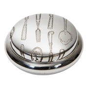 Pewter Trinket Box Embossed Single Knife Fork Spoon Design Georgian Shaped