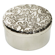 Small Pewter Trinket Box with Love Skull and Heart Design Perfect for Engraving