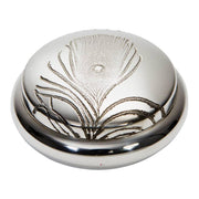 Pewter Trinket Box Embossed Single Peacock Feather Design on Lid Georgian Shaped