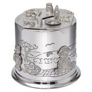 Child's Pewter Money Box Teddy Bears Picnic Embossed Around the Body