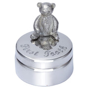 Child's First Tooth Pewter Trinket Box Teddy Bear on Top Perfect for Engraving
