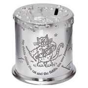 Child's Pewter Money Box Cow over the Moon Poem Embossed Around the Body