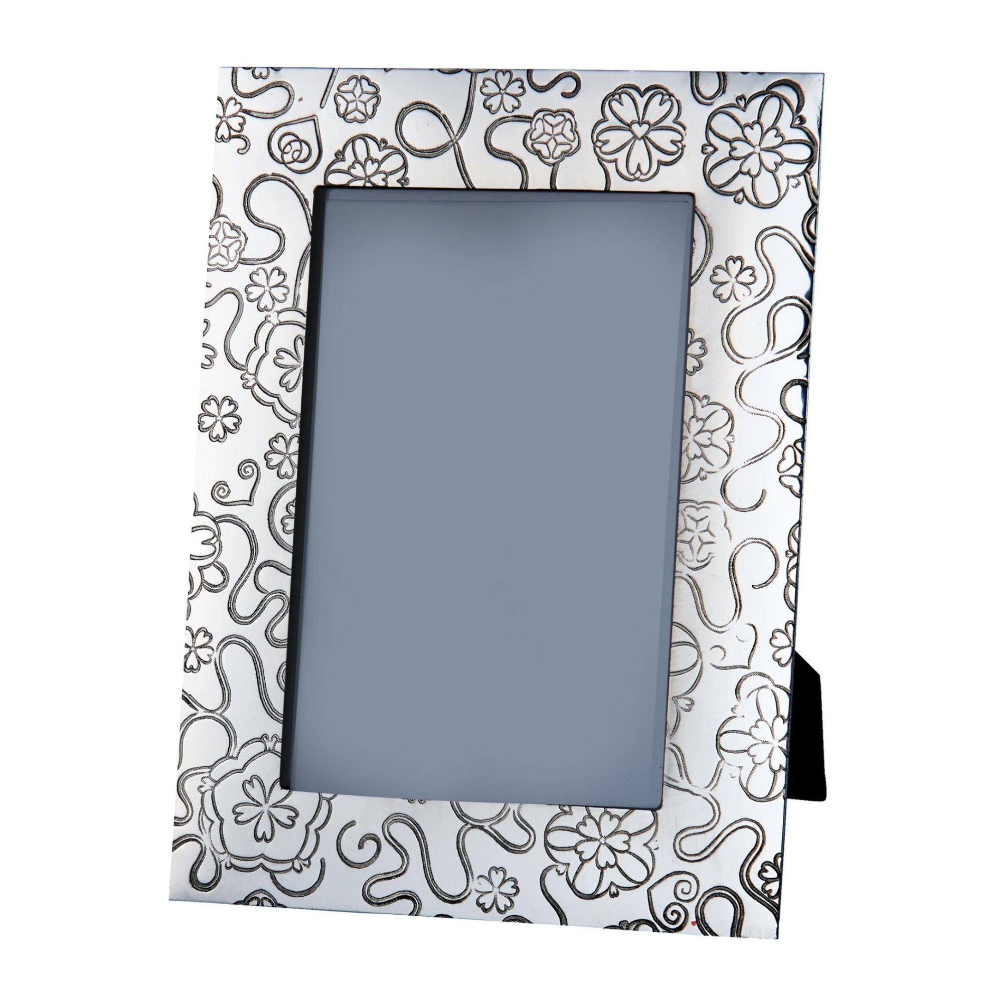 Pewter Single Photo Frame Yorkshire Rose Pattern 6x4 Inch Perfect for Engraving