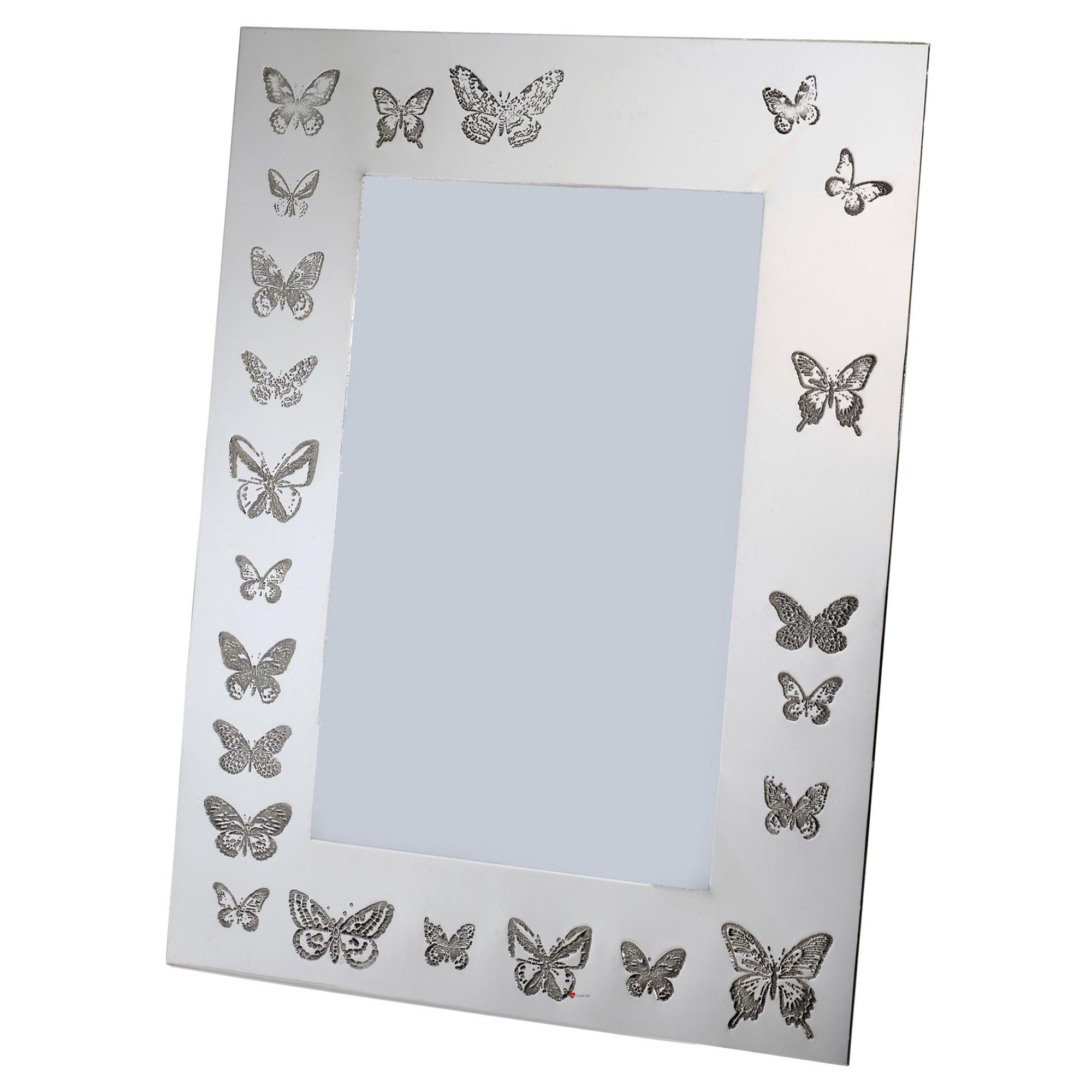 Pewter Single Photo Frame Butterfly Pattern 6 x 4 Inch Perfect for Engraving
