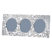 Triple Pewter Photo Frame Yorkshire Rose Design 3 x 2 Inch Perfect for Engraving