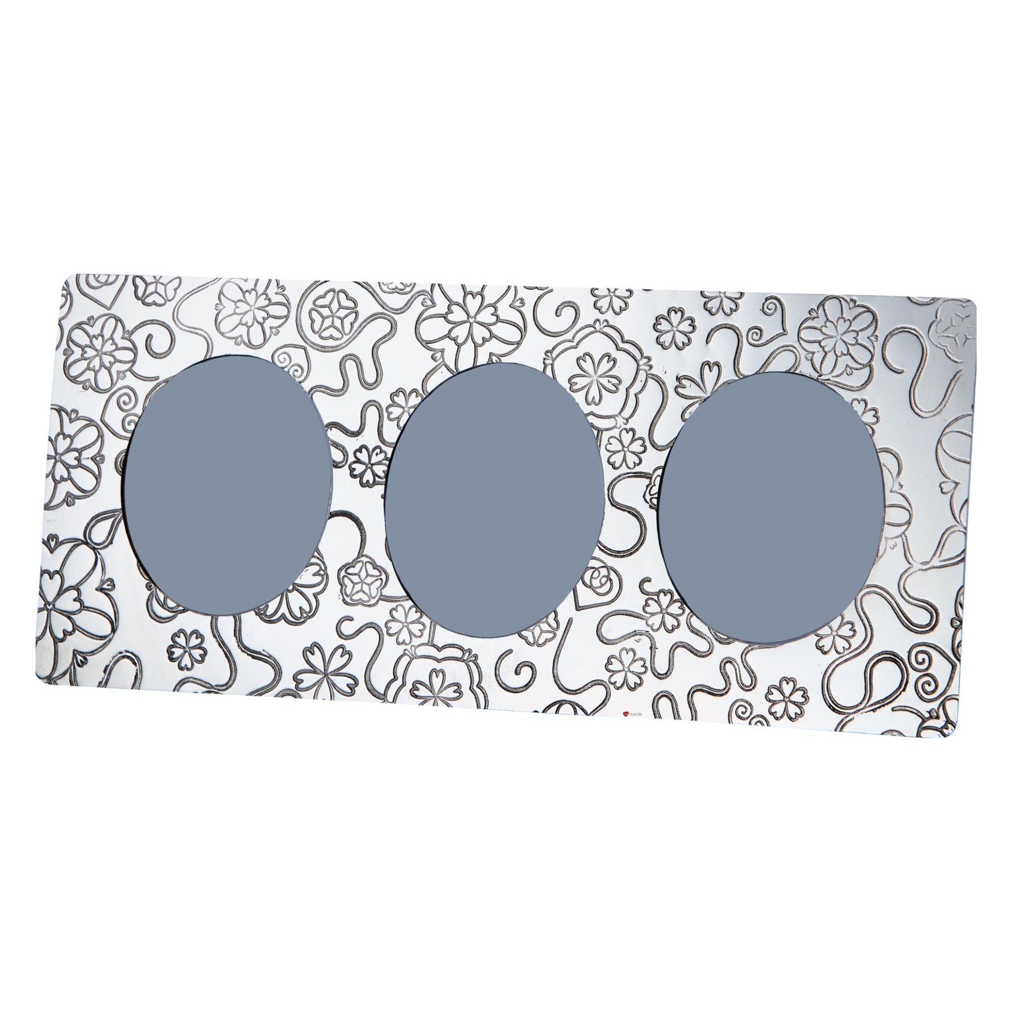 Triple Pewter Photo Frame Yorkshire Rose Design 3 x 2 Inch Perfect for Engraving