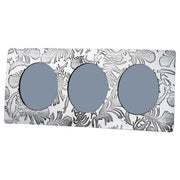 Triple Pewter Photo Frame Peacock Feather Design 3x2 Inch Perfect for Engraving