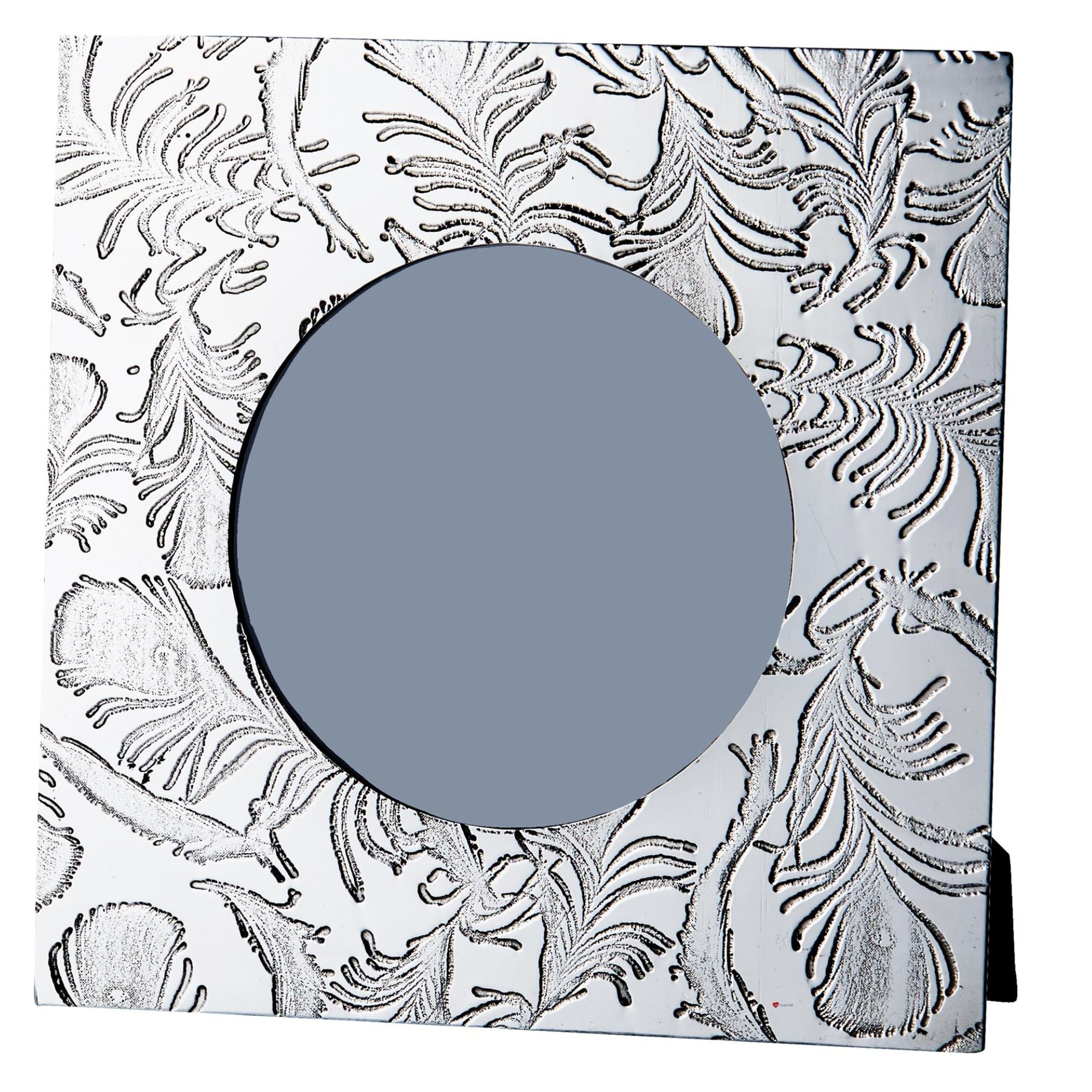 Pewter Single Photo Frame 4x4 Inch Peacock Feather Pattern Perfect for Engraving