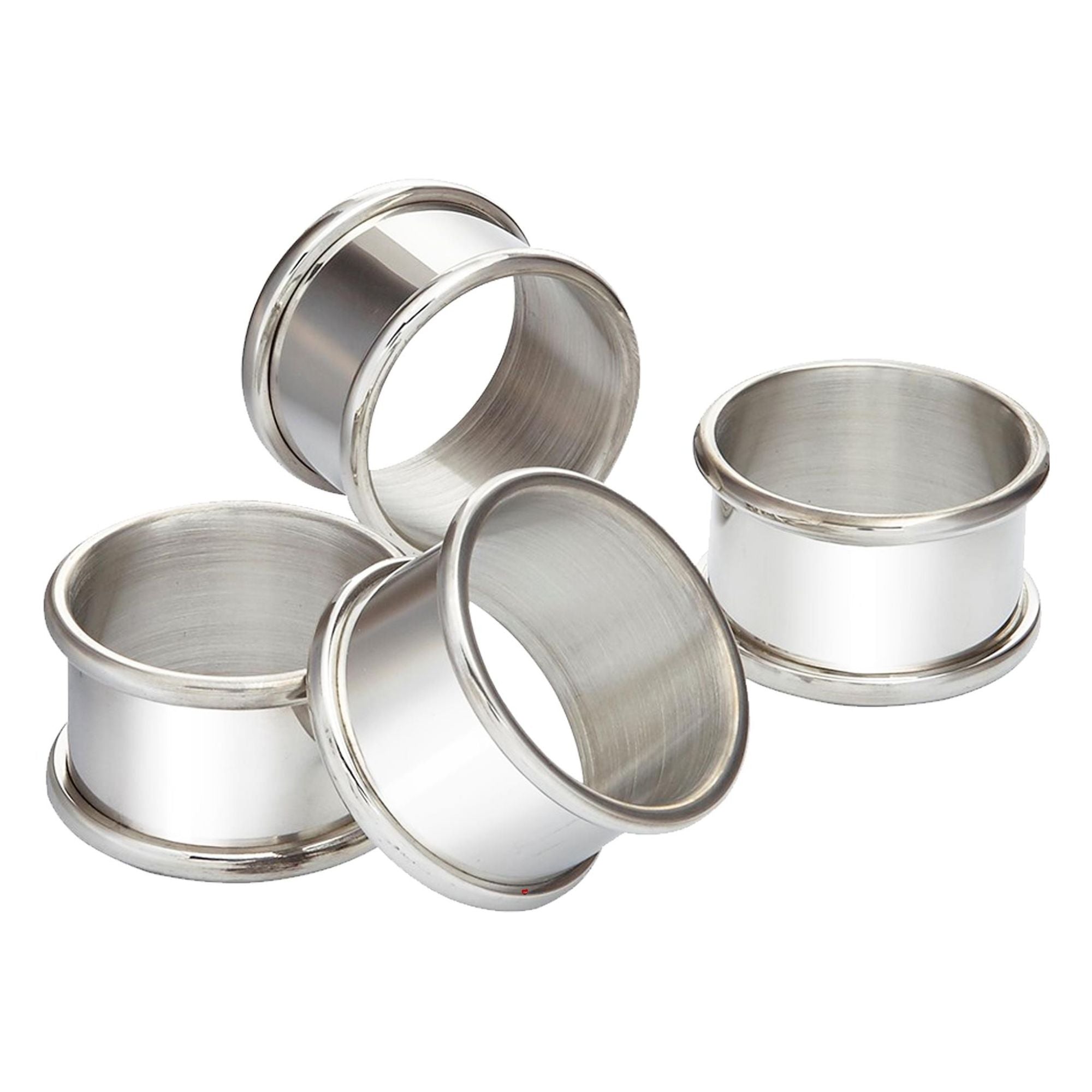 Set of Four Napkin Rings Spun Pewter Bright Polished Perfect for Engraving