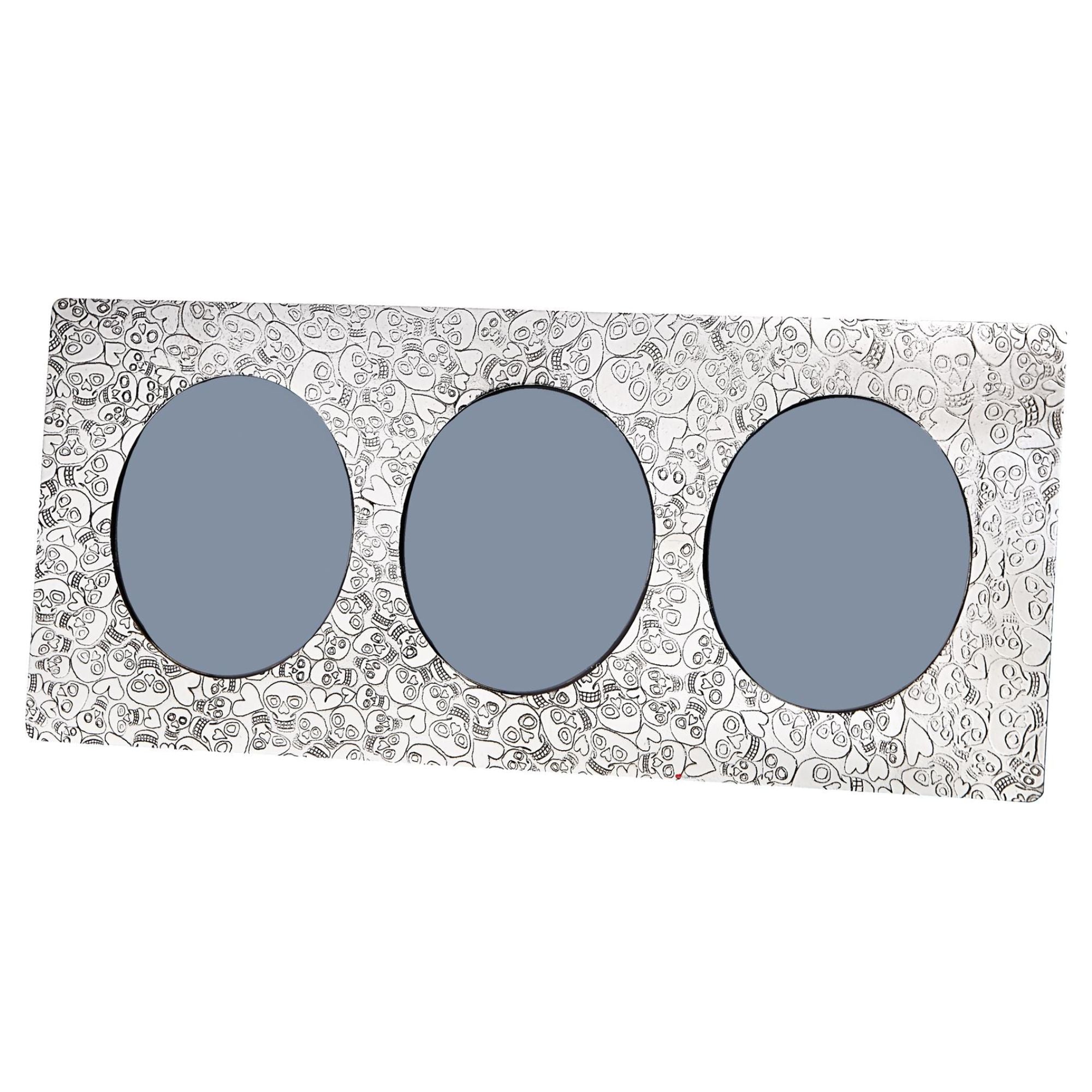 Triple Photo Frame Love Skull and Heart Design 3 x 2 Inch Perfect for Engraving