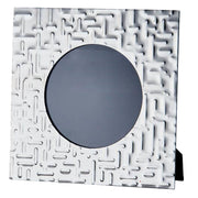 Pewter Single Small Photo Frame 4 x 4 Inch Metropolitan Pattern Round Picture