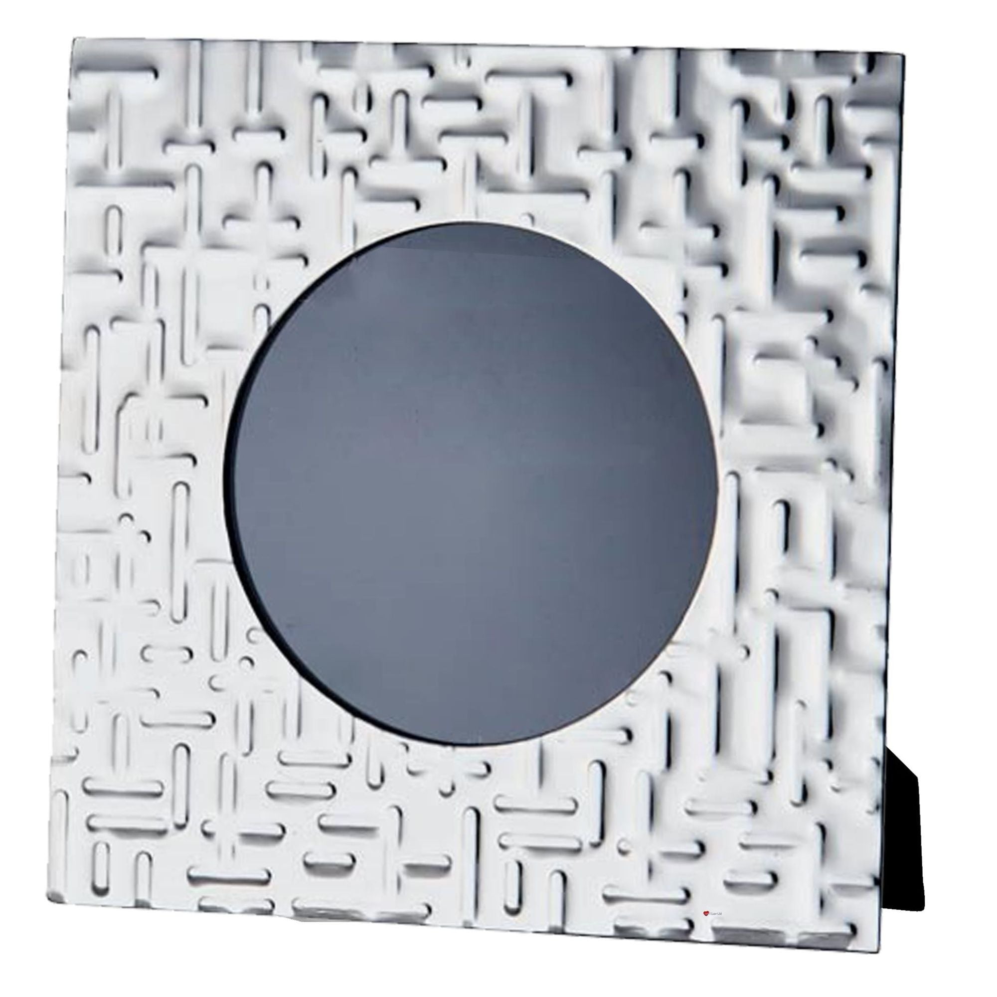 Pewter Single Small Photo Frame 4 x 4 Inch Metropolitan Pattern Round Picture