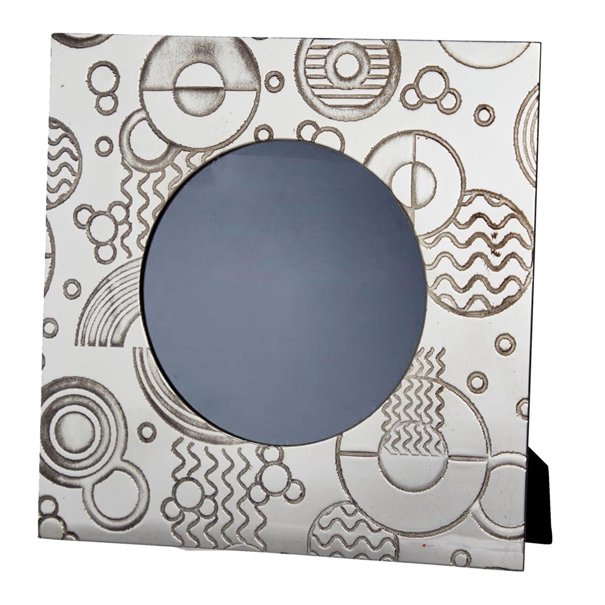 Pewter Single Photo Frame 4x4 Inch Retro Inspired Pattern Perfect for Engraving