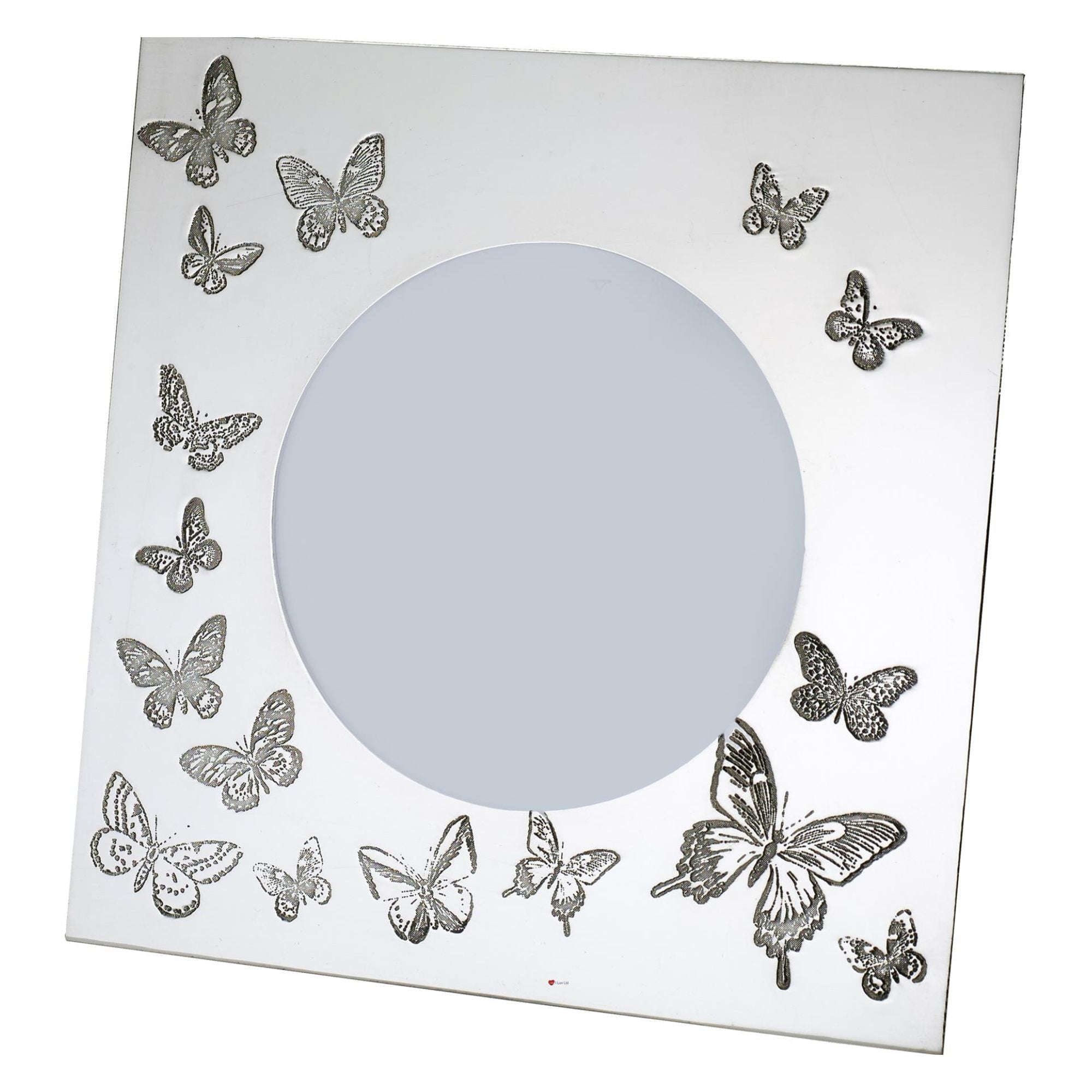 Pewter Single Photo Frame 4 x 4 Inch Butterfly Pattern Perfect for Engraving