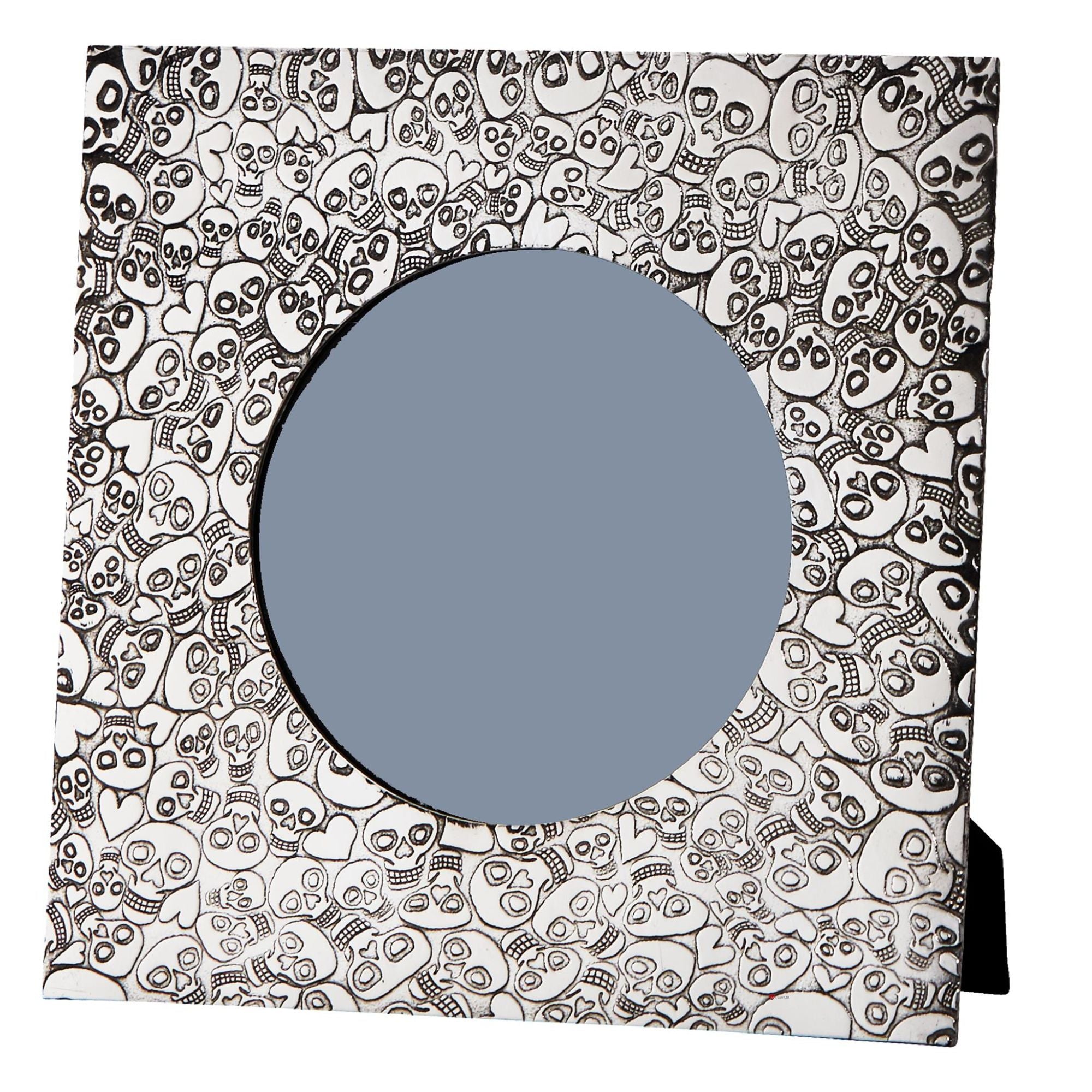 Single Photo Frame 4 x 4 Inch Love Skull and Heart Pattern Perfect for Engraving