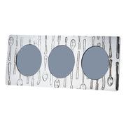 Triple Pewter Photo Frame Knife Fork Spoon Design 3x2 Inch Perfect for Engraving