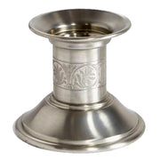 4 inch Pewter Medieval 2 inch Pillar Candle Holder with Period Motif Band