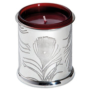 Pewter Candle Votive Holder Peacock Feather with Candle Perfect for Engraving