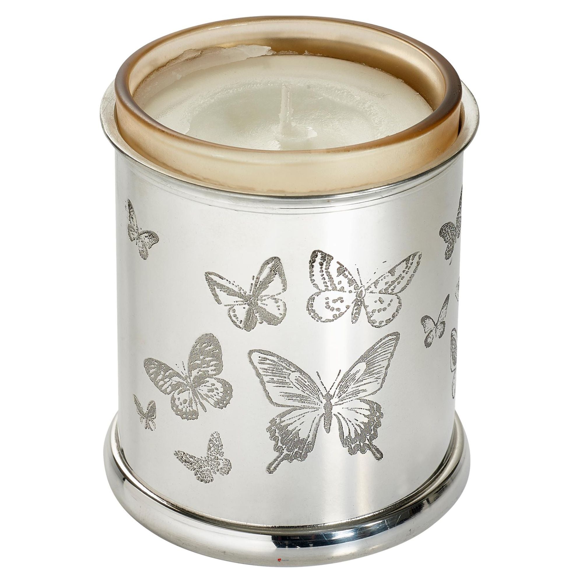 Butterfly Design Pewter Candle Holder Comes with Candle Perfect for Engraving