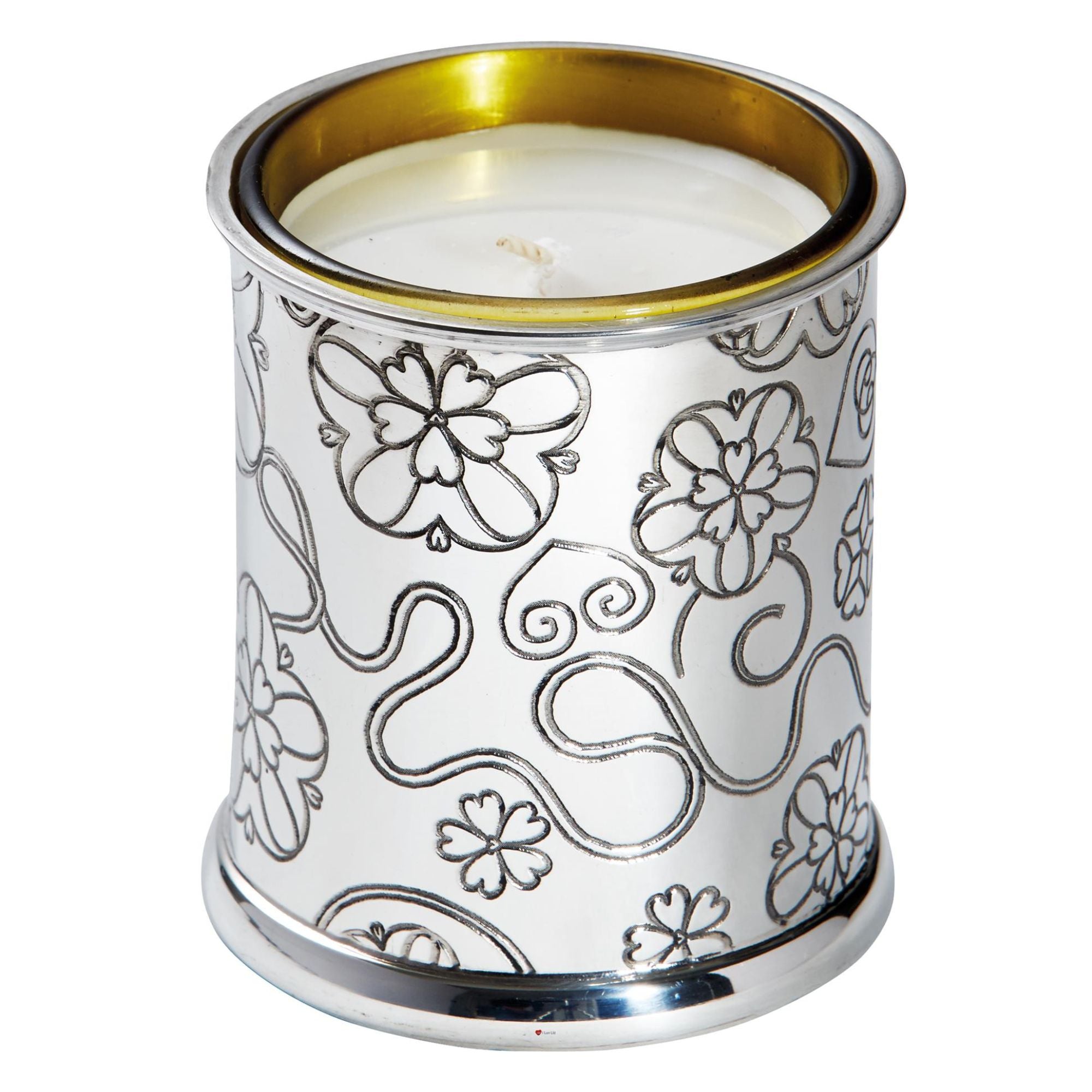 Pewter Candle Votive Holder Yorkshire Rose with Candle Perfect for Engraving