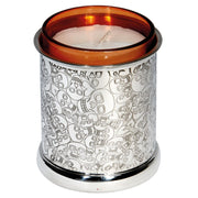 Love Skull Pattern Pewter Candle Holder Votive Comes with Candle Bright Polished