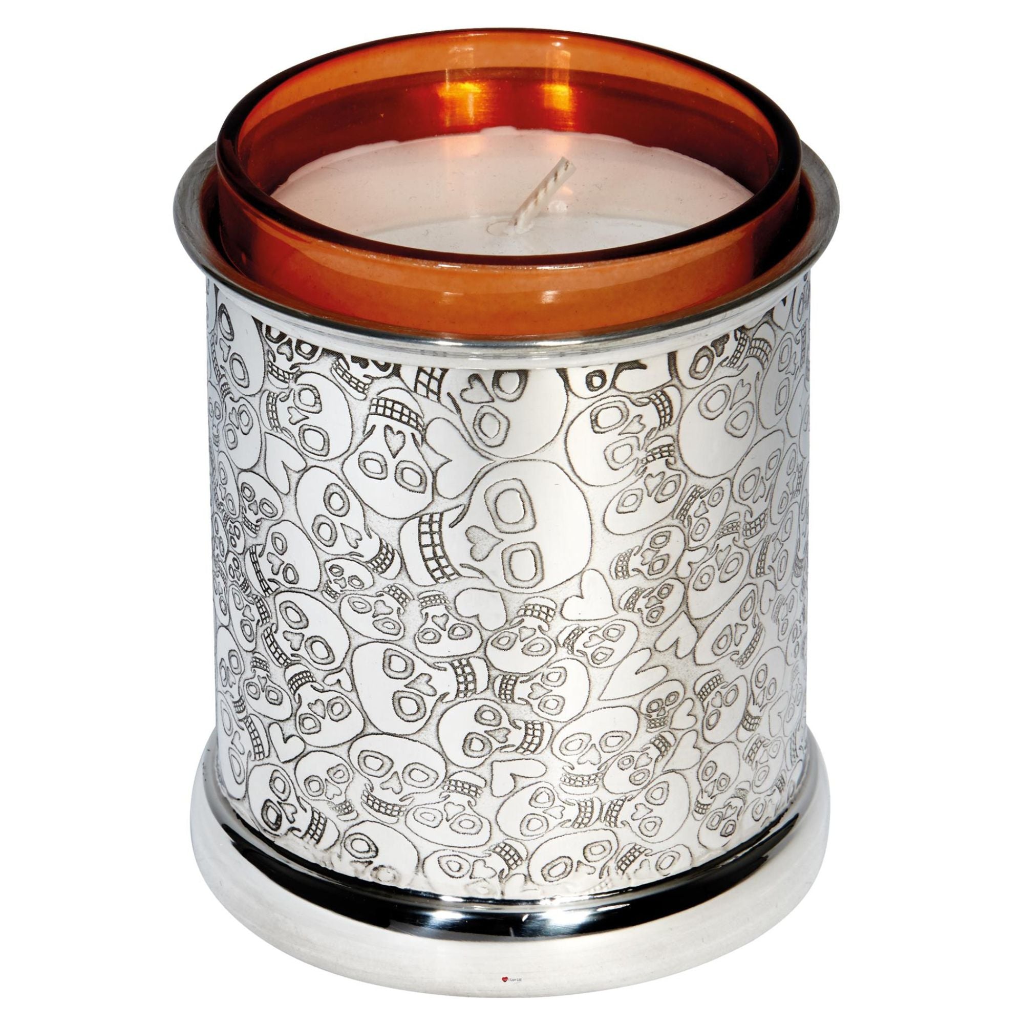 Love Skull Pattern Pewter Candle Holder Votive Comes with Candle Bright Polished